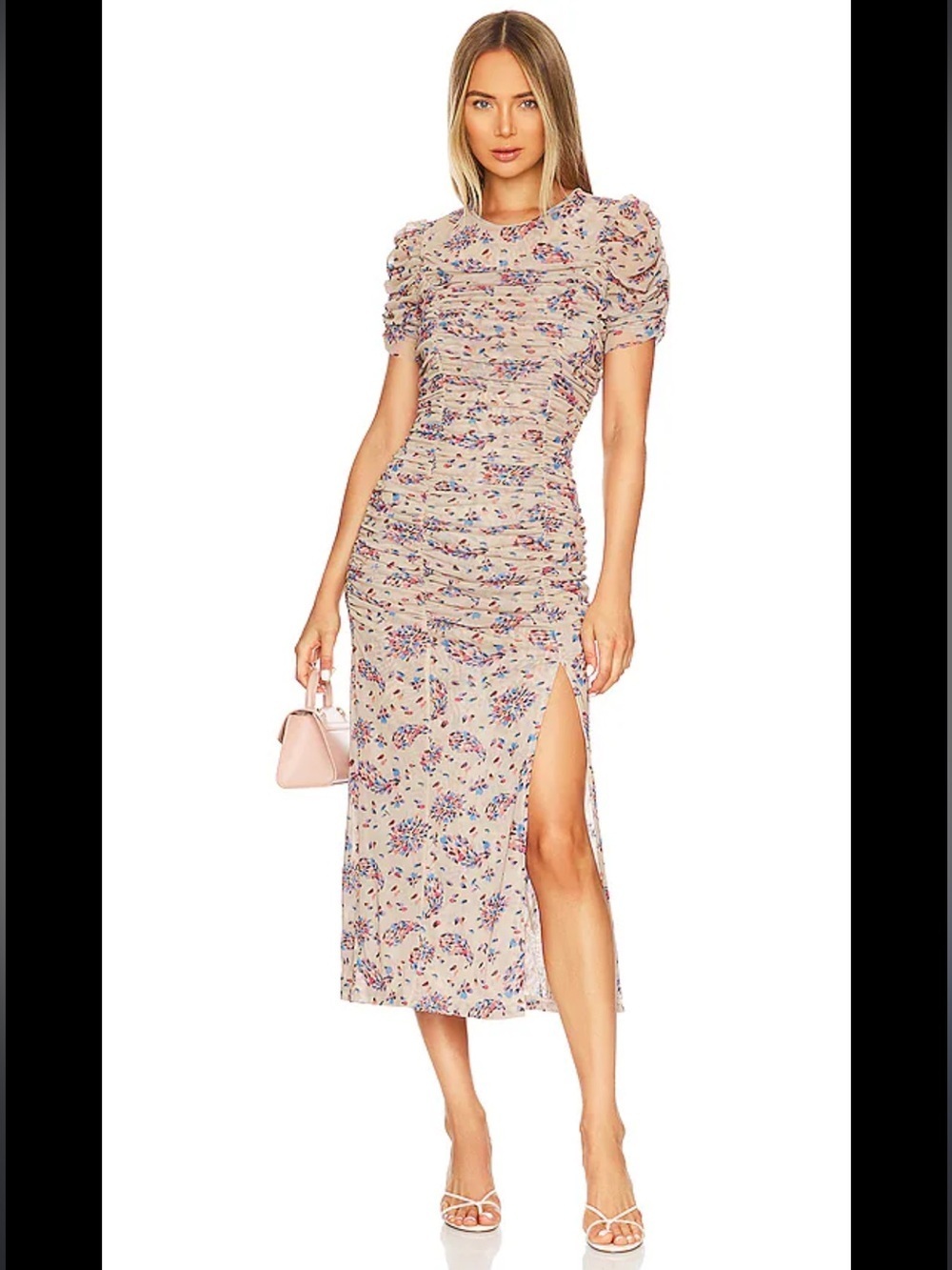 Free People Briella Midi Dress in Tea Combo Beige Floral